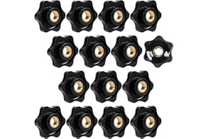 MROMAX 15Pcs M8 Thread Knob Nut Black, M8-1.25 Star Knobs, M8 Hand Tighten Clamping Knobs Black Screw-On Nuts, Thread Knob Nut for T Track Bolts Jigs Knobs,Sawing Machine, Drilling Machine