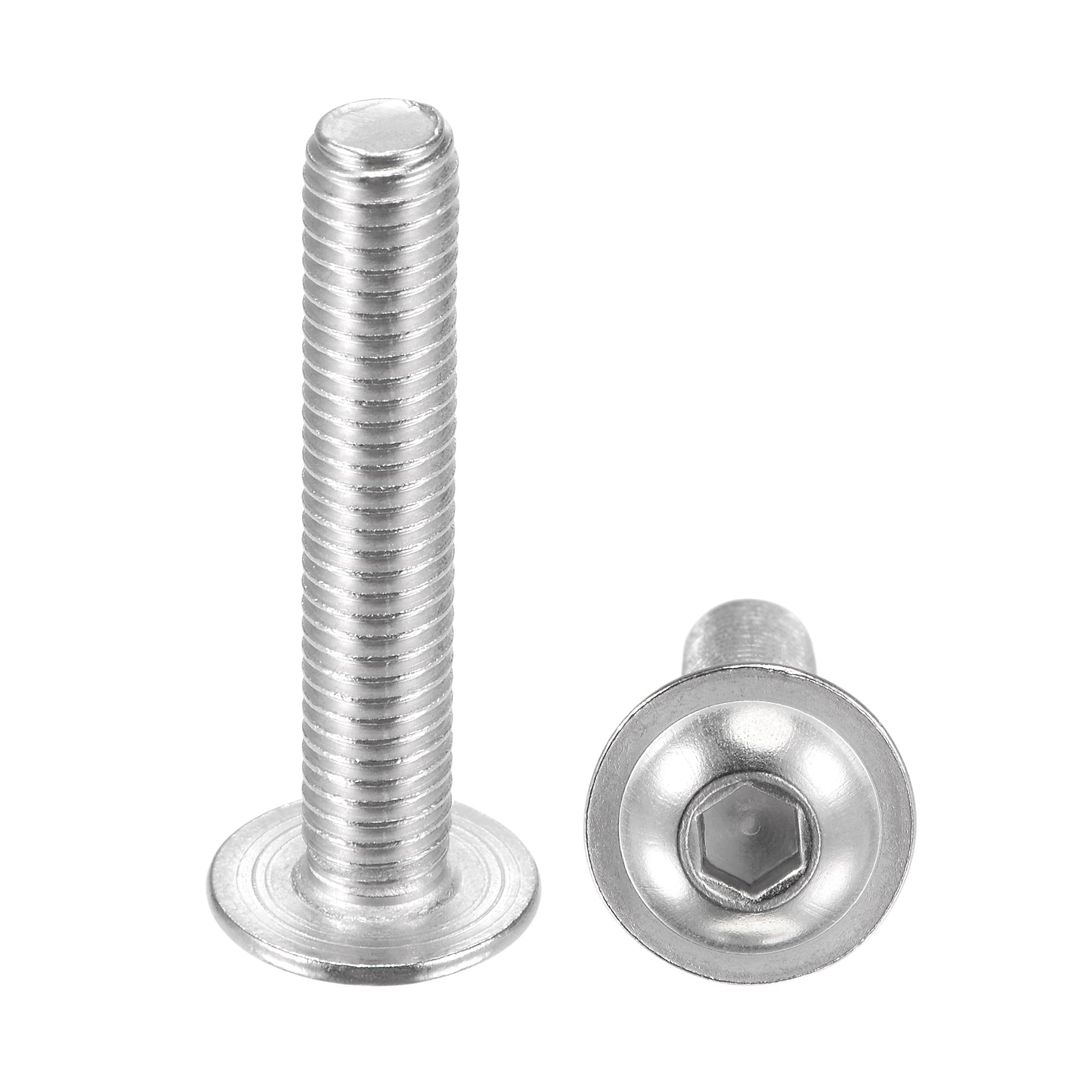 sourcing map Flanged Button Head Socket Cap Screws, M8x45mm Hex Socket Drive Screw, 304 Stainless Steel Fasteners Bolts, Fully Threaded Machine Screw 10Pcs