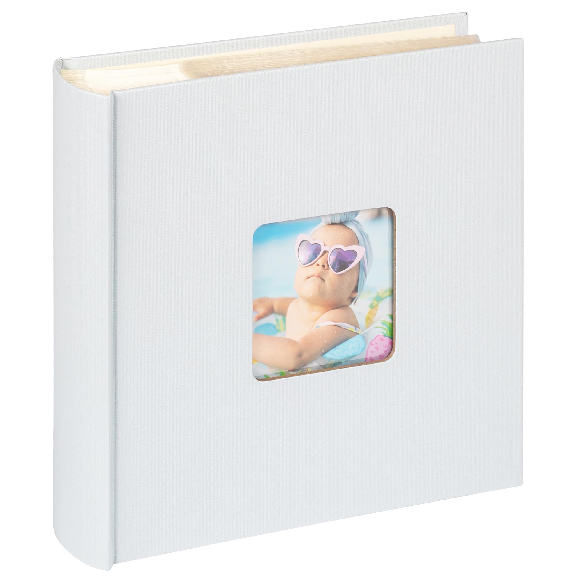 walther design Fun ME-110-BL Photo Album, Memo Slip-In Album with Cover Cut-Out, 200 Photos, 10 x 15 cm, Light Blue