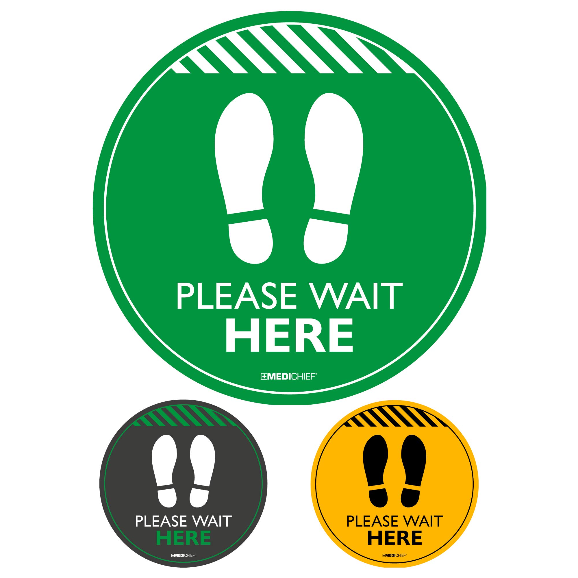 Medichief MFGG2 PLEASE WAIT HERE' Self Adhesive Floor Stickers Green