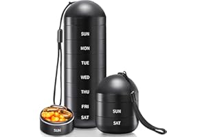 Zannaki XL Metal Travel Pill Organizer, Extra Large Waterproof Weekly Pill Box, Aluminum Alloy Pill Case Container, BPA Free 7 Day Daily Medicine Organizer Holder for Vitamin, Fish Oil, Supplement