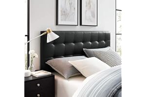 Modway Lily Tufted Faux Leather Upholstered King Headboard in Black