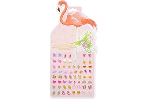 Stick On Earrings - Girls 3D Unicorn Sticker Earrings Self-Adhesive Glitter Craft Gem Stickers, 4.72 inches, Polyester, No Ge