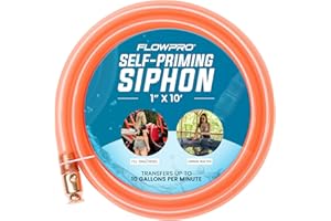 FLOWPRO Self-Priming Shaker Gas, Fuel, Oil, Water Siphon 1” x 10' | Wake Boat, Pontoon, PWC, Jet Ski, Hot Tub, Cold Plunge, Trough, Livestock, Multi-Purpose | Industrial Grade Tubing Hose | 10 Gallons/Minute