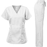 Dagacci Medical Uniform Women's Scrubs Set Stretch Ultra Soft Contrast Pocket