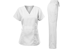 Dagacci Medical Uniform Women's Scrubs Set Stretch Ultra Soft Contrast Pocket