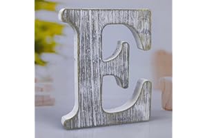 WOODOUNAI 8 Inch Wood Letters Unfinished Rustic Wood Letters for Wall Decor Decorative Standing Letters Slices Sign Board Decoration for Craft Home Party Projects (E)