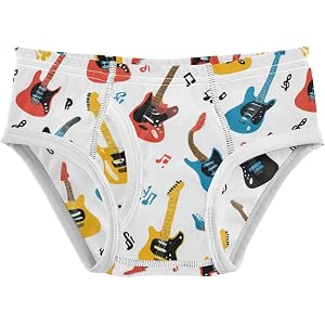 Wusikd Cartoon Guitar Boys' Underwear Cotton Colorful Boys Briefs Soft Toddler Underwear 2T