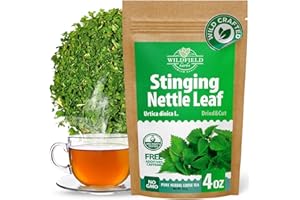 WILDFIELD HERBS 4 oz. Dried Nettle Leaf Tea Ortiga Planta Nettle Herb Bulk Stinging Nettle Leaf Herb Tea (Urtica dioica) - 113g Stinging Nettle Leaves Herbal Tea ortiga verde te