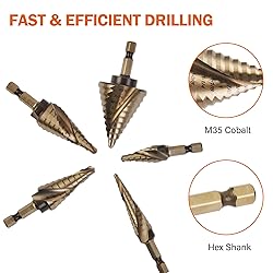 KENDO Two Spiral Flute Cobalt Step Drill Bits with