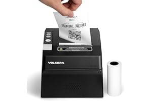 Volcora Thermal Receipt Printer, 80mm POS Printer w/Auto Cutter, USB/Bluetooth Interface for Windows/MAC/Linux, ESC/POS Command Support Cash Drawer, High Speed Kitchen Printer, Wall Mount, Black