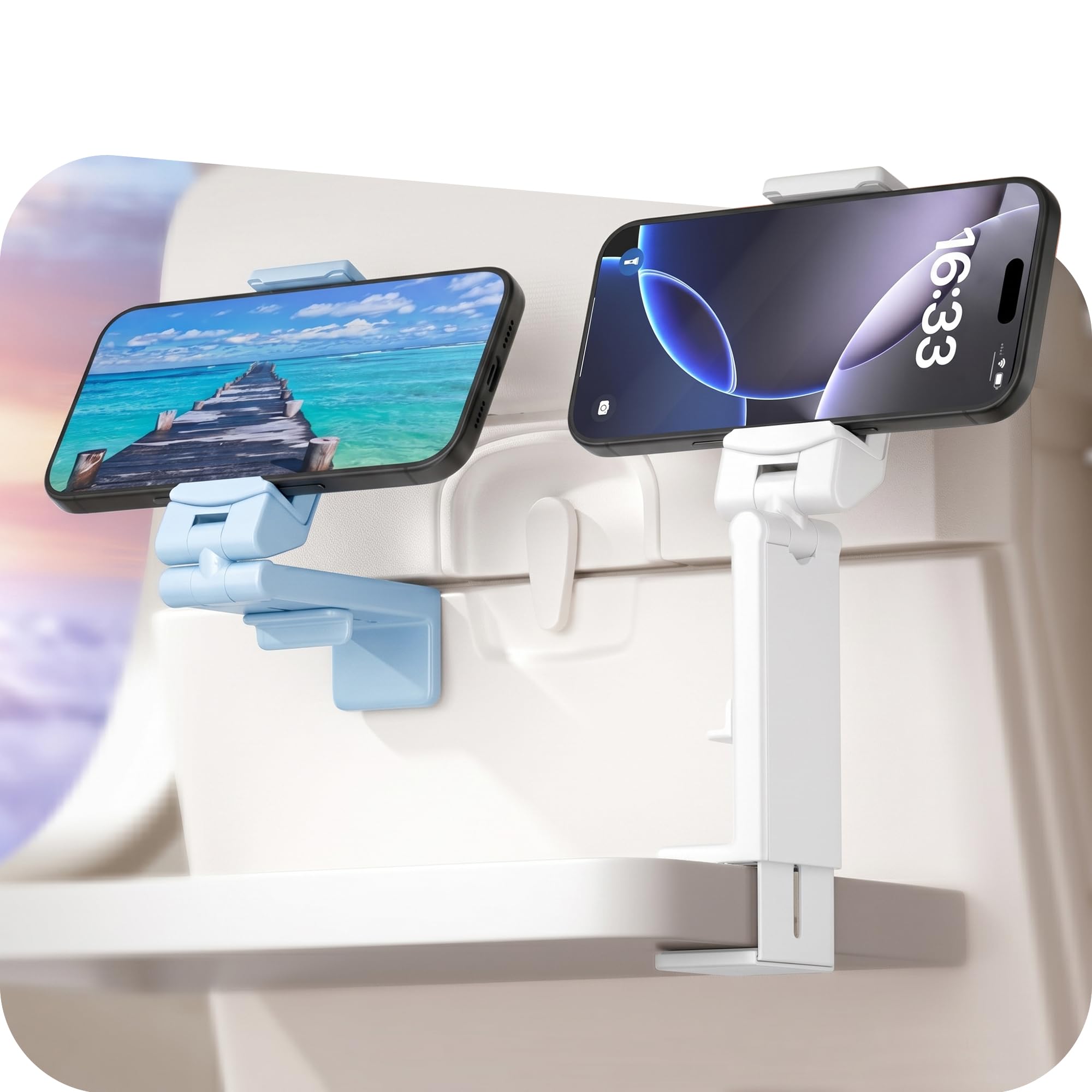 Perilogics Airplane Phone Holder Mount Universal in Flight Hands Free Viewing with Multi-Directional Dual 360 Degree Rotation. The Go-to Choice for Frequent Flyers and Travelers’ Favorite.