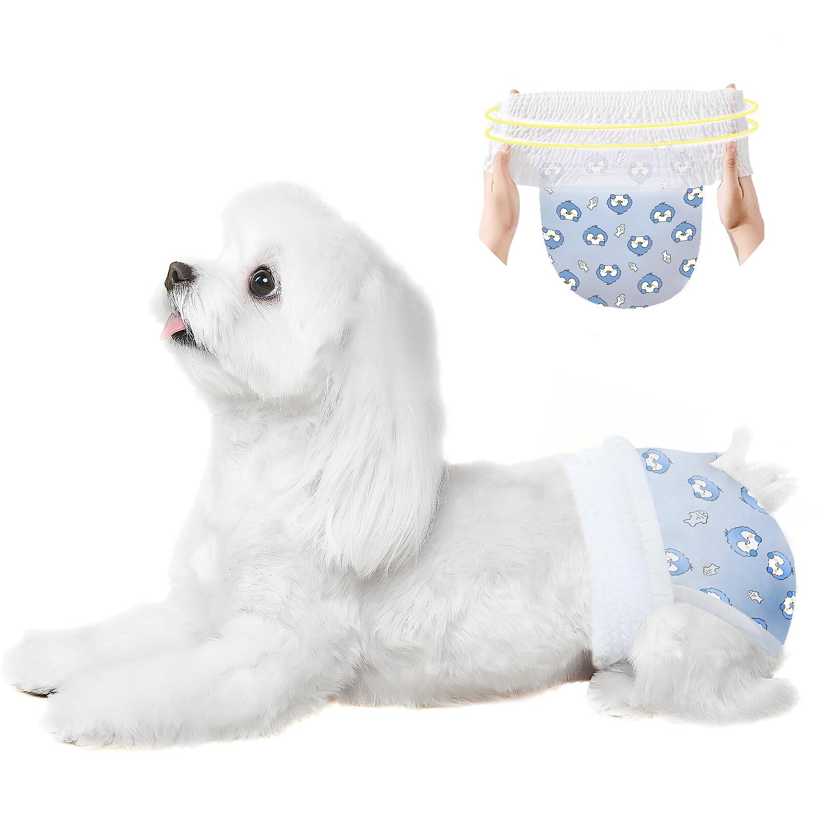 Photo 1 of Ambreview Dog Diapers Female, Disposable Pulled Up Dog Diaper with Stretchy Waist, Super Absorbent 360° Leak-Proof Doggie Diapers for Female Puppy Dogs in Heat/Urinary Incontinence (10M)