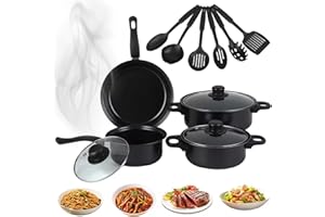 Non Stick Pots and Pans Set 13 Piece Cookware Set with Frying Pans Saucepan Lid Spoon and Spatula Kitchen Cooking for Home Da