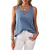 SHENHE Women's Denim Tank Top Sleeveless Loose Fit Crewneck Dressy Going Out Jean Tank Shirt