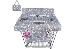 YRHSNCLSDG Grey Elephant Shopping Cart Cover & Grocery Cart Cover, Portable 2-in-1 High Chair Cover with Safety Harness, Multifunctional Cart Covers with Clear Phone Pouch