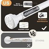 FRENESSA Shower Curtain Rod Stainless Steel Extendable 125-205cm White view 3