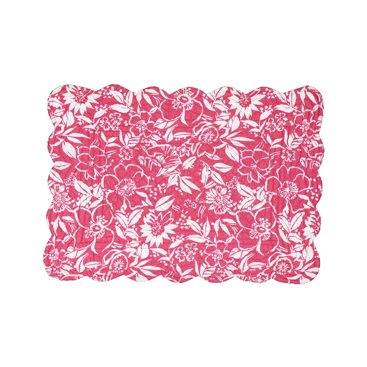 C&F Home Pink Hibiscus Quilted Single Rectangular Cotton Quilted Placemat