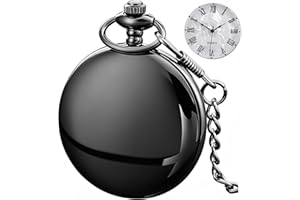 Tiong Smooth Pocket Watch,Personalized Pocket Watch,Customized Watches for Men,Engraved Pocket Watches for Father‘s Day with Chain