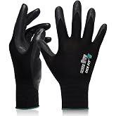 DEX FIT Premium Work Gloves FN331, Thin Nitrile Grip, Black, M, 3 Pairs