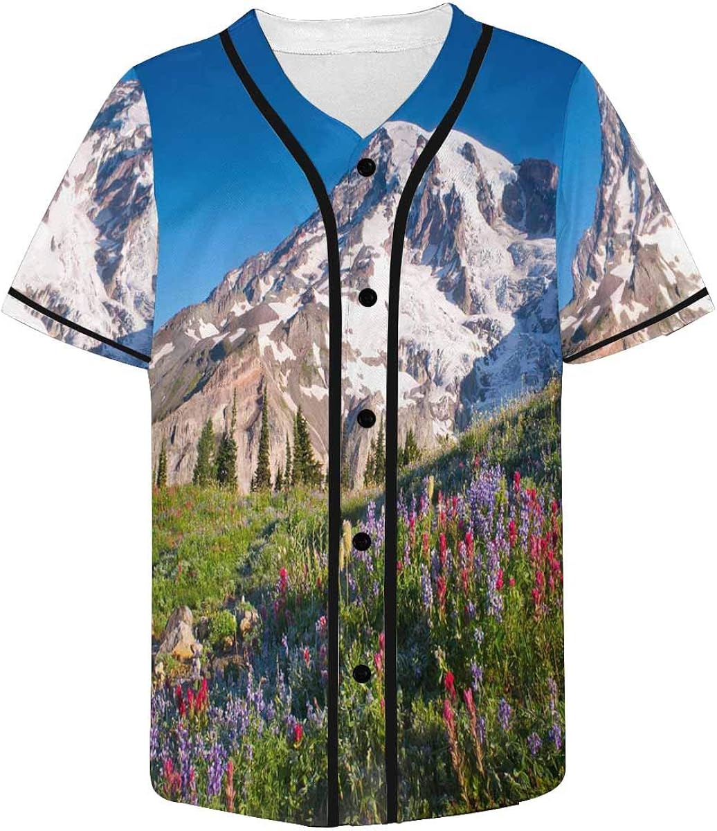 Amazon.com: INTERESTPRINT Men's Baseball Jersey Button Down T Shirts Plain Short Sleeve: Clothing