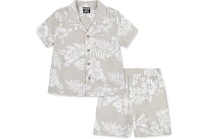 Hurley Baby and Toddler Boys' Short Sleeve Button Up Shirt and Shorts 2-Piece Outfit Set