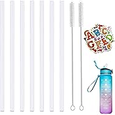 Miracredo 7 PCS Replacement Straws for Hydro Flask Straw Lid Wide Mouth Bottle, Fit Giotto, Fit Thermoflask, Straws Fit Takeya Wide Mouth, Come with 2 Straw Cleaner Brushes