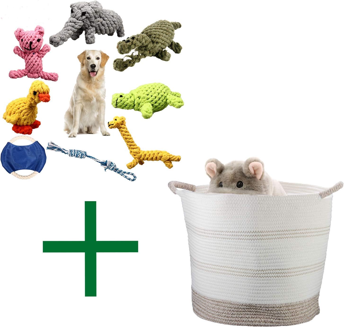 ZOUTOG Puppy Chew Toys & 16'' Storage Baskets, Set of 8 Dog Rope Toys for