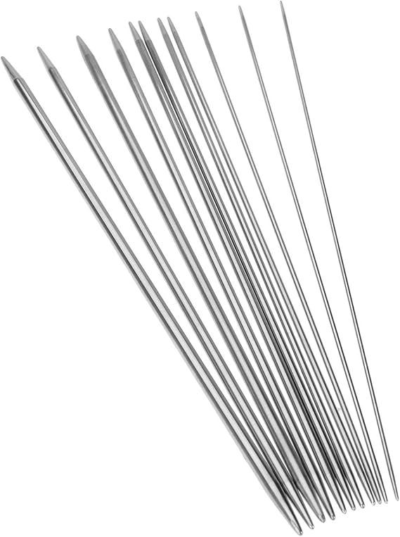 11 Sizes 10" 25CM Stainless Steel Double Pointed Knitting Needles