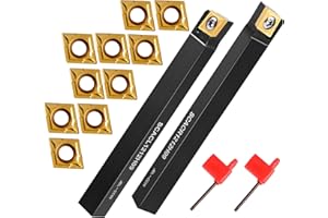 IWONGO Metal Lathe Cutting Tools - 1/2" Right and Left Cutting Direction Turning Holder Boring Bars with 11pcs Indexable Carbide Inserts