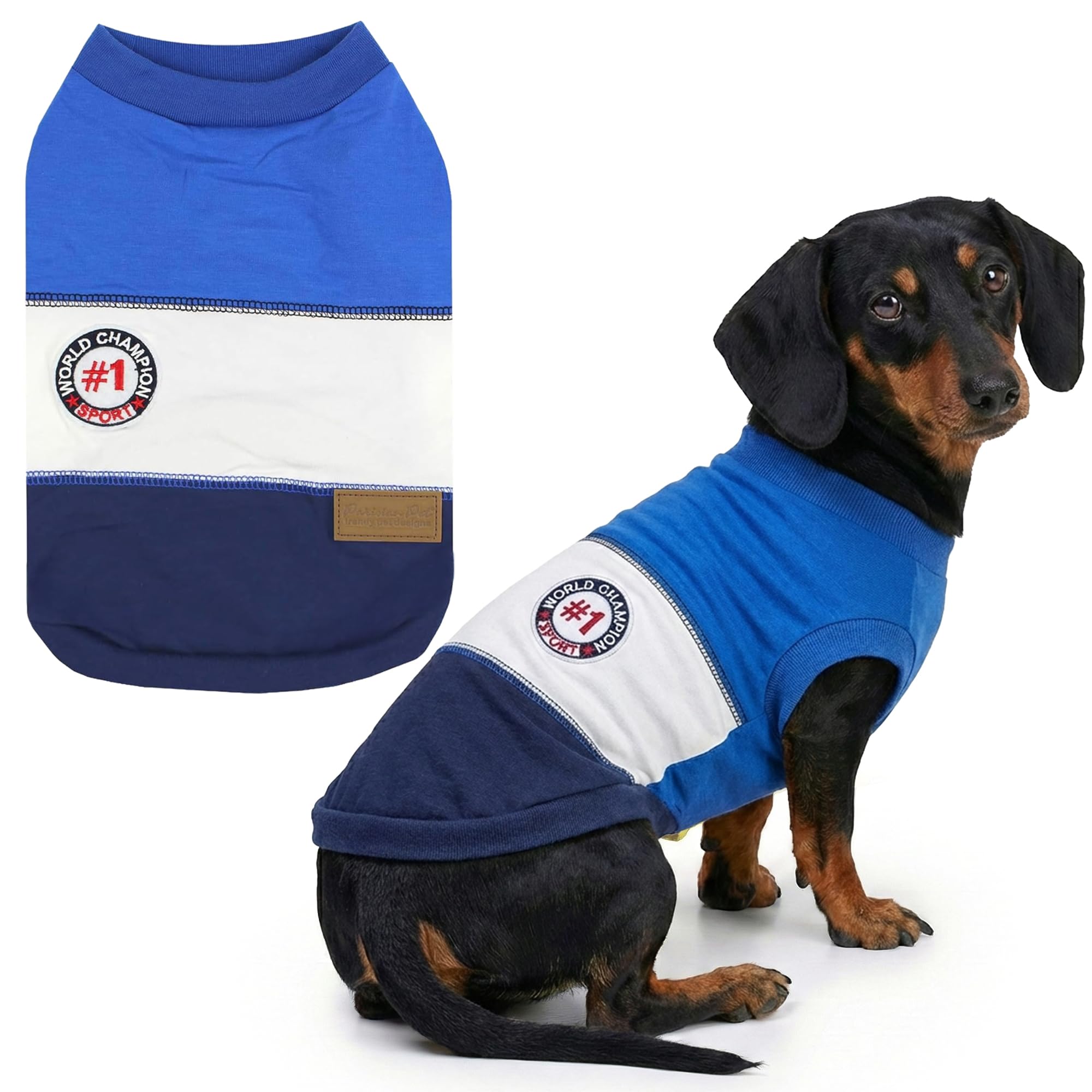 Parisian Pet Dog Clothes Cat Apparel Outfits World Champion Tank, Blue, XL