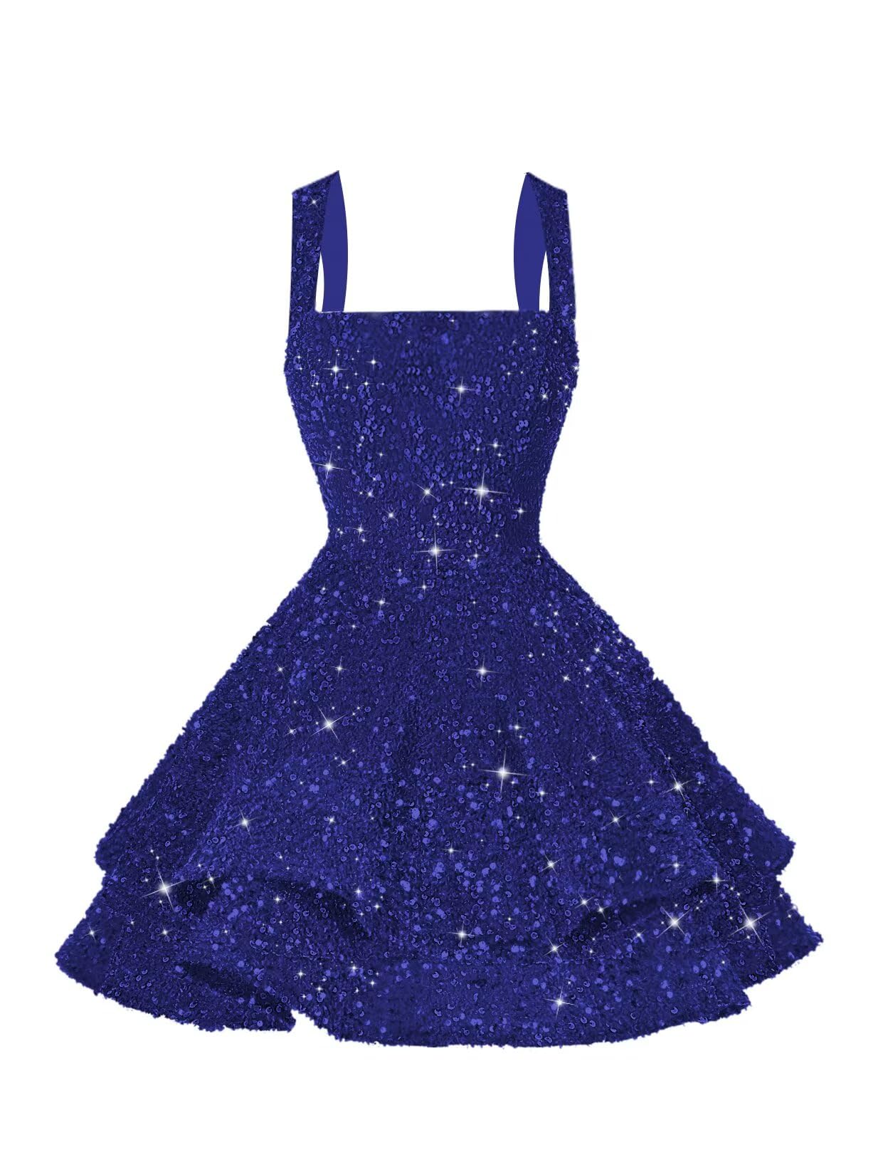 vintys Women’s Scoop Neck Tiered Sequin