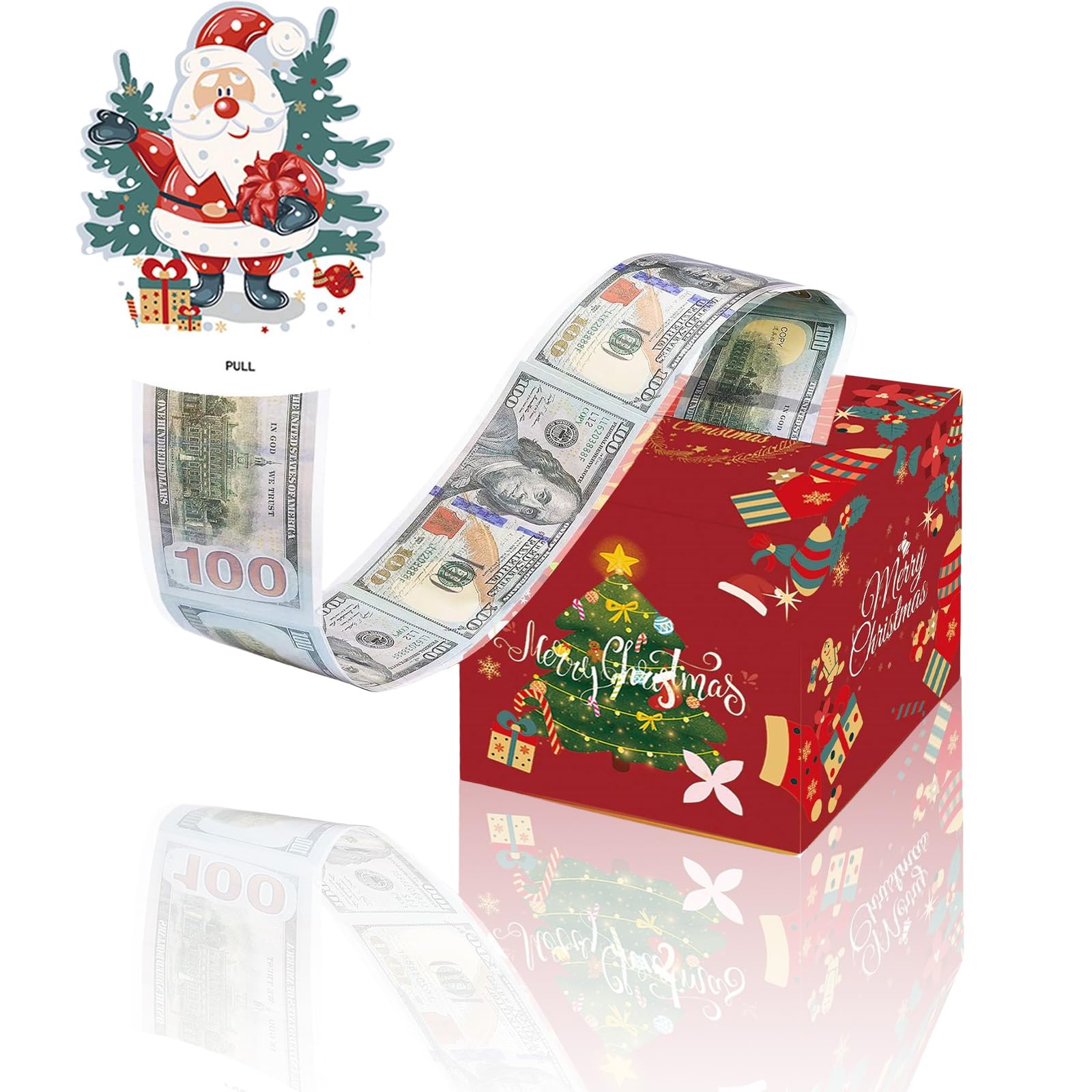 Merry Christmas Money Box, Christmas Pull Surprise Gift Box for Kids/Adult Presents, Funny Pull Cash from Money Case Novelty Festival Cash Drawer