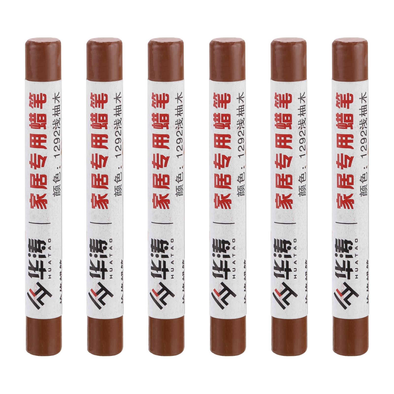 PATIKIL Furniture Repair Crayons, 6 Pcs Wax Wood Filler Sticks Wood Wax Crayons for Scratches, Wood Floor, Holes, Tables, Light Teak