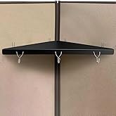 FEYRUN Metal Cubicle Corner Shelf with 3 Hooks for Office Fabric Walls, Hanging Organizer Shelves for Keys and Office Supplies, Space Saving Black Storage Shelf (1 Pack)