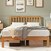 Novilla Full Size Bed Frame Wood Full Bed Frame with Headboard, Full Size Bed Frame with Headboard Solid Wood Bed Frame Foundation with 8.5 Inch Space Underneath, No Box Spring Needed, Easy Assembly