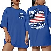 UNIQUEONE Women’s 250th Anniversary USA Shirt - 2026 American Flag Retro Graphic Tee - Patriotic 4th of July T-Shirt