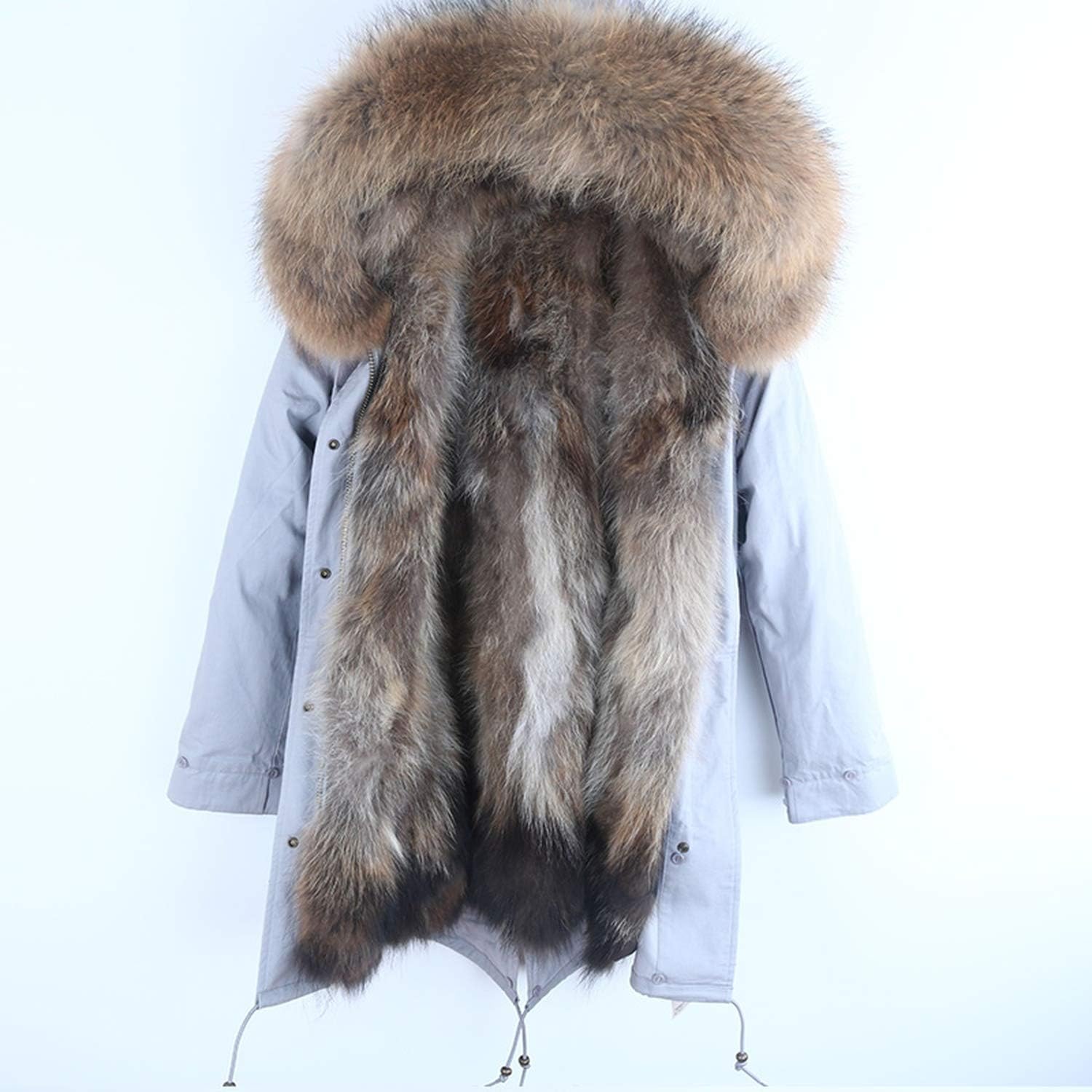 real raccoon fur hooded coat