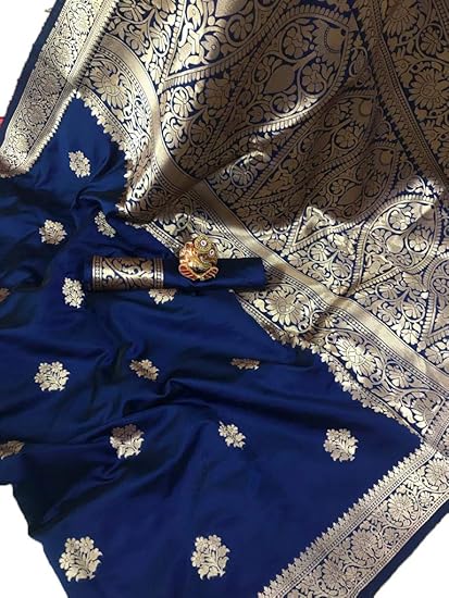 Traditional Cotton Silk Zari Work Saree With Matching Blouse For Women Radhe Krishna 3)