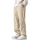 HOTake Men's Casual Corduroy Pants Elastic Waist Drawstring Baggy Sweatpants Loose Fit