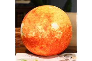 PPKZW Ultra-ealistic Earth Round Pillow 3D Planet ，Moon ，Earth，The Sun Decoration Earth Pattern Pillow Round Throw Pillow Props Ball Pillow,Sun/6.69inch