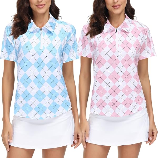 TRENDIMAX WOMEN’S 2 PACK SHORT SLEEVE GOLF POLO SHIRTS LIGHTWEIGHT QUICK DRY ATHLETIC SUMMER SPORT TOPS