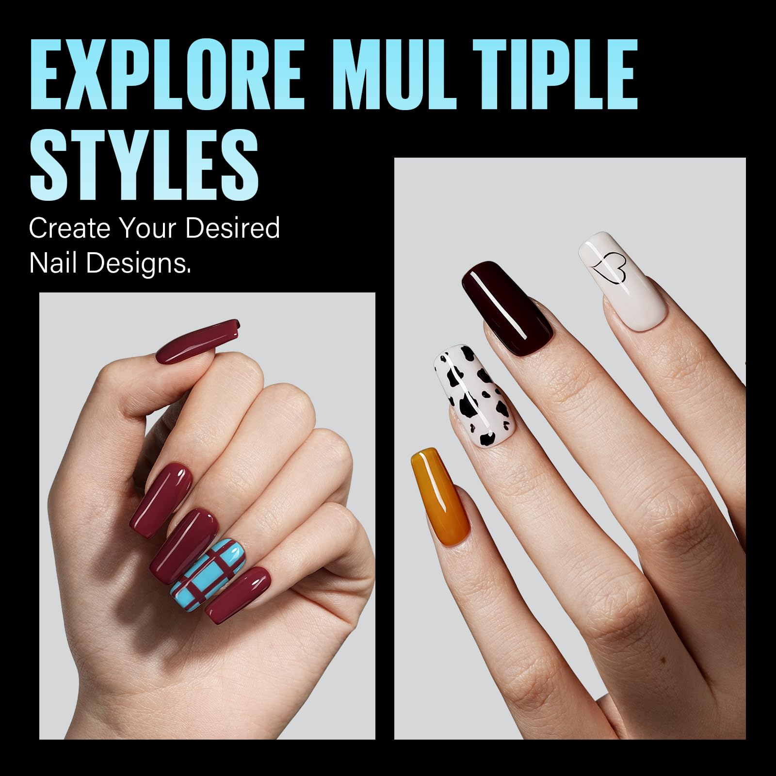 TOMICCA Medium Square Nail Tips, 504Pcs Half Matte Press on Full Cover Acrylic Nails, 12 Sizes Pre-Shape Soft Gel Fake Nail Tips for Nail Extension Art Home DIY Nail Salon - Image 8