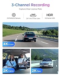VIOFO A329S 4K 3 Channel Dash Cam, 4K Front + 2K