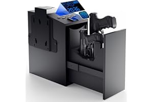 BETAHEAR Biometric Gun Safe for Handgun - Quick Access Slider Pistol Safe for 2 Guns with Fingerprint/Key Access/PIN Code, Mounted Nightstand Gun Safe for Car, Pistols, Desk, Bedside, Truck, Gifts for Men