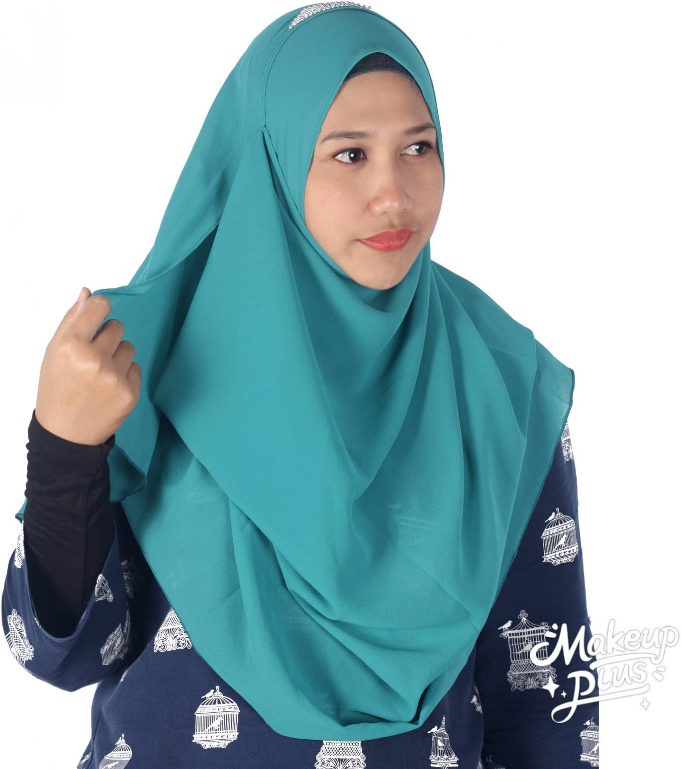 Persian Green Womens Plain Double Loop Instant Chiffon Hijab Scarf Ready Wear