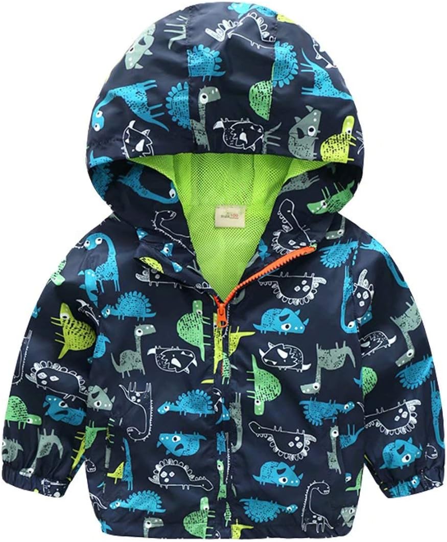 Banibear Boys' Hooded Dinosaur Jacket Windbreaker Outerwear