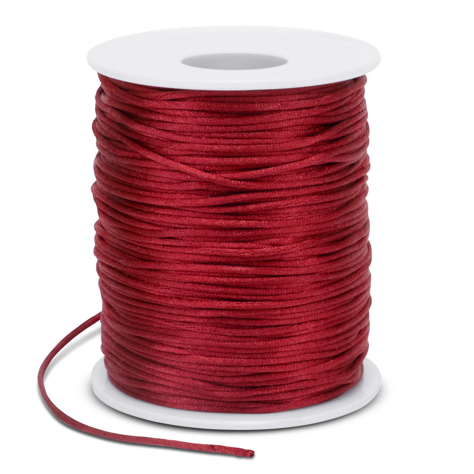 LEREATI Satin Cord 1.5mm x 100m Nylon Cord Bracelet Thread, Rattail Silk Beading Thread Jewellery String for Making Bracelet, Necklace, Chinese Knot, DIY Crafts (Red)