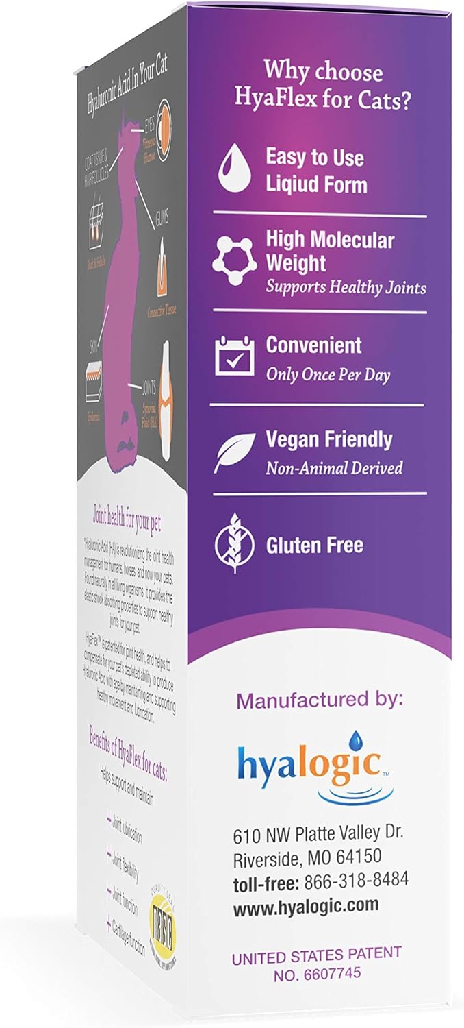 Cat Joint Supplement, Hyalogic Liquid Hyaluronic Acid Cat Supplements– 30-60 Day Supply, 1oz HA, Cartilage Supplement, Hip & Joint Supplement - Cat Health Supplies, W/ No Fuss Dropper : Pet Bone And Joint Supplements : Pet Supplies