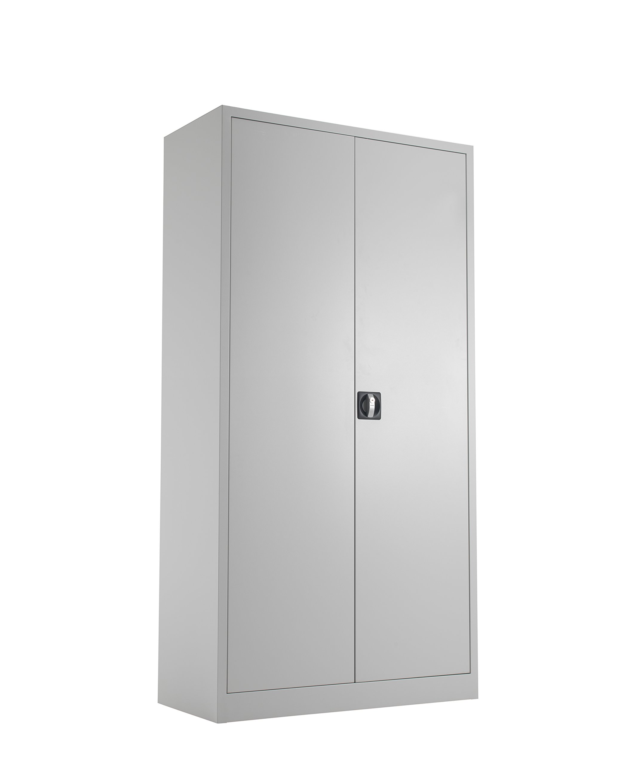 Office Hippo Steel Storage Cabinet, Lockable, Double Door, 4 Adjustable Shelves, 50kg Capacity, Grey, 179cm H